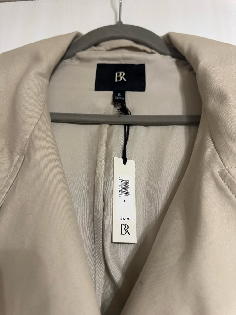 Banana Republic Oversized Italian Twill Trench Coat Natural Stone Grey Sz S - Picture 6 of 9
